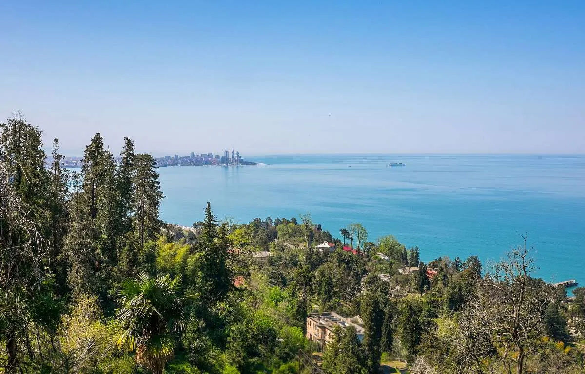 The Black Sea coast of Georgia with the Batumi skyline on the horizon
