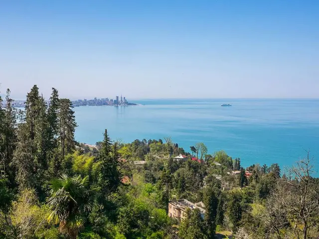 The Black Sea coast of Georgia with the Batumi skyline on the horizon