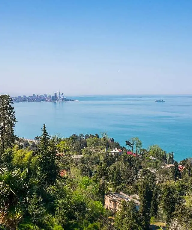 The Black Sea coast of Georgia with the Batumi skyline on the horizon