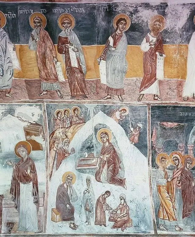Medieval frescoes in the Church of the Virgin at Gelati Monastery near Kutaisi