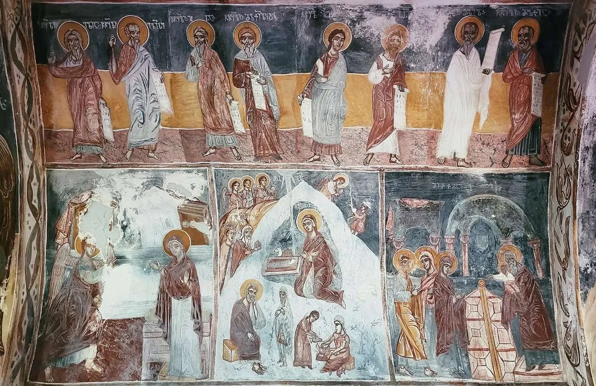 Medieval frescoes in the Church of the Virgin at Gelati Monastery near Kutaisi