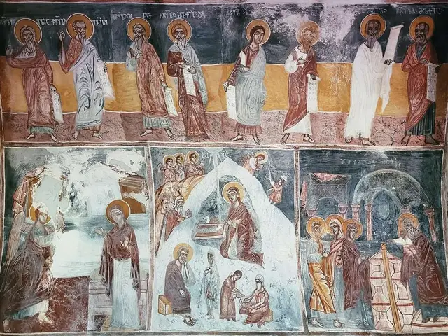 Medieval frescoes in the Church of the Virgin at Gelati Monastery near Kutaisi