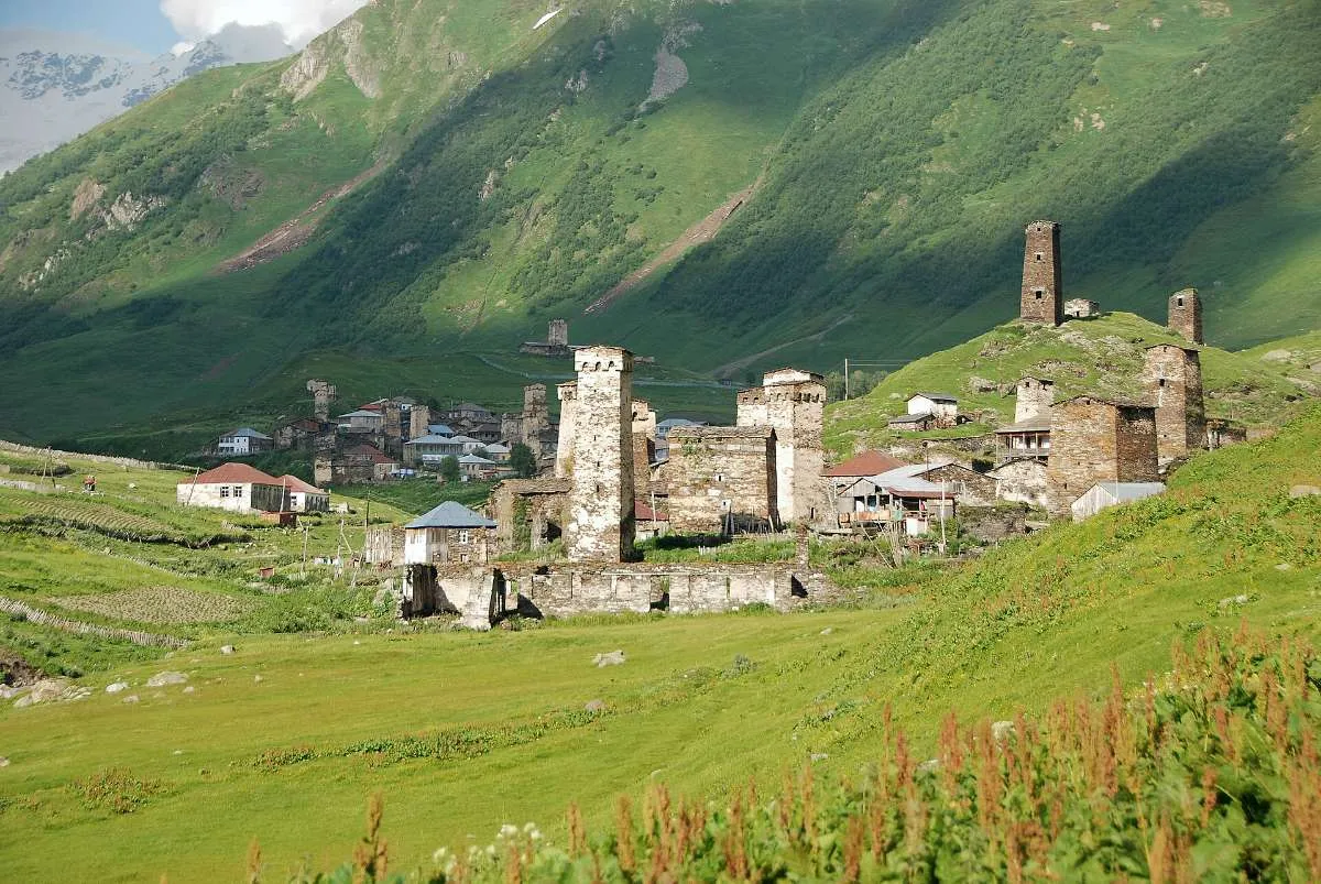 Stone defensive towers and houses of Ushguli in Upper Svaneti