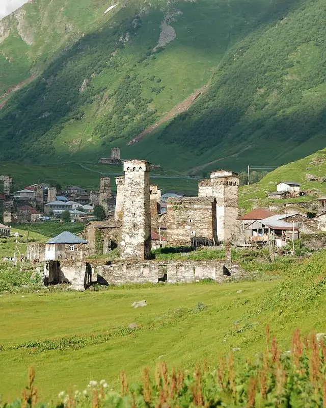 Stone defensive towers and houses of Ushguli in Upper Svaneti