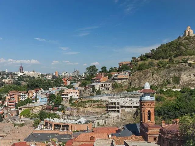 The sulphur-bath domes of Abanotubani below Narikala fortress in old Tbilisi