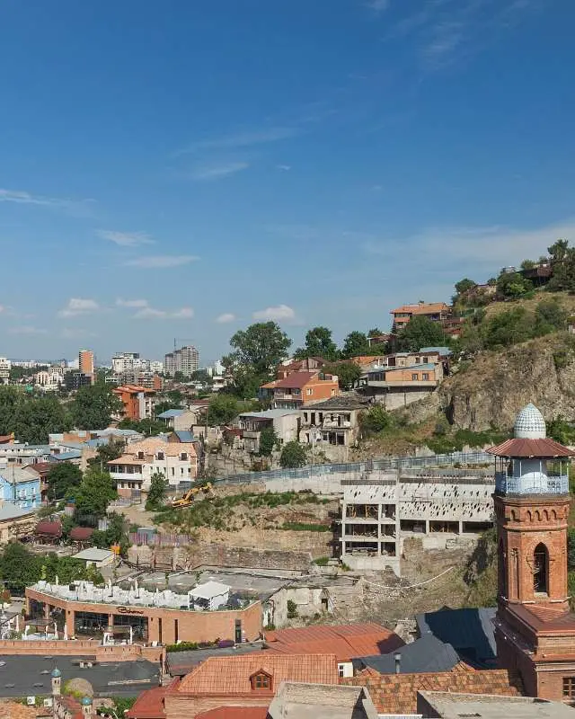 The sulphur-bath domes of Abanotubani below Narikala fortress in old Tbilisi